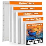 Koncci Leinwand zum Bemalen, 10 Stück Keilrahmen Leinwand Set (40x40 35x35...