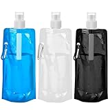 Auzlya 3 Stück Faltbare Trinkflasche,500ML Faltbare Wasserflasche,Wiederholbare...