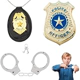 ARROMI 1 Set Handschellen Kinder, Handschellen Kostüm, Polizei Spielzeug,...