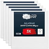 Artina FSC® Keilrahmen 5er Set Akademie 20x20 cm – Leinwand Set Maltuch aus...