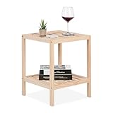 Relaxdays Beistelltisch, Holz, HxBxT: 50 x 40 x 40 cm, Wohnzimmertisch mit 2...