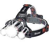 Blukar Stirnlampe LED Wiederaufladbar, Superhell Zoombar Kopflampe mit 5...