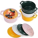Winter Shore 270 ml Porzellan-Auflaufform Klein mit Griffen & Deckel [4er-Pack]...