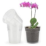 KINGLAKE 6 Stück Orchideentöpfe,Transparente Kunststoff Pflanztöpfe Harte...