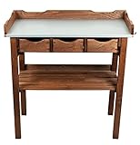 mgc24® Pflanztisch mit verzinkter Arbeitsplatte - 78x38x82cm aus Kiefernholz...
