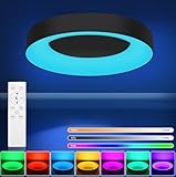 RDGOOD 24W RGB LED Deckenleuchte Dimmbar mit Fernbedienung, 2400LM RGB LED...