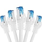 BIGtec - 5 Stück - 0,5m CAT.7 Gigabit Patchkabel Netzwerkkabel weiß...
