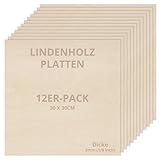 Winter Shore Unbehandelte Linden-Holz Platten (12er-Pack) - Laser Holz & DIY...