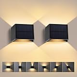T-SUN 2 Stücke LED Wandleuchten für Außen, 3000K Warmweiß Solar Wandlampe...