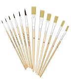K3T Pinsel-Set 12tlg (Borstenpinsel Größe 4, 6, 8, 10, 12 und 14 - Haarpinsel...