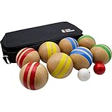 GICO Boccia Spiel aus Massivholz, gestreift mit 8 Kugeln, Durchmesser 7 cm -...