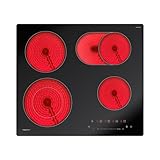 magicplux Glaskeramikkochfeld mit 4 kochfelder 59cm, Duale und Ovale Zonen, 15...