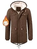 Vijamiy Winterjacke Herren Fleece Gefüttert Winterparka Mit Kapuze Warm...