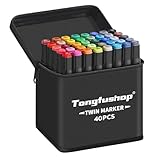 Tongfushop 40+2 Farben Filzstifte, Doppelte Spitze Marker Stifte Set, 2 Sekunde...