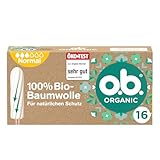 o.b. Organic Normal (16 Stück), Tampons aus 100% Bio Baumwolle mit...