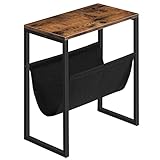 HOOBRO Beistelltisch Schmal, Nachttisch mit Zeitschriftenschlinge aus Stoff,...