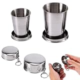 Edelstahl-Trinkbecher, Camping Becher Faltbar Tragbar, Edelstahl Reise...
