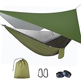 OTraki Hängematte Outdoor mit Tarp Moskitonetz 290cm x 140cm Ultraleicht...