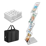 SUNDOY Faltbarer Zeitschriftenständer mit 4 Taschen, Magazinhalter & Broschüre...