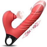 Dildo Vibrator Stoßfunktion, 3 in 1 G Punkt Vibration für Frauen Klitoris, Sex...