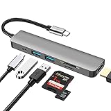 6 in 1 USB-C-Hub, DEMKICO Multiport Adapter mit 4K HDMI, SD/TF-Kartenleser, USB...