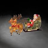 Konstsmide LED Fensterbild, Rentier mit Weihnachtsmann und Schlitten, 20 warm...