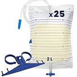 OrtoPrime Urinbeutel 2L 25 Stück mit Schlauch – Katheterbeutel mit T-Ventil &...