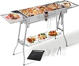 Holzkohlegrill XXL(122 * 30 * 75cm),Tragbarer Kohlegrill, Klappgrill Edelstahl,...