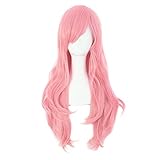 MapofBeauty 28' langes lockiges Haarspitzen Kostüm Cosplay Perücke (rosa)