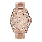 Fossil Damenuhren Riley, QuarzMultifunktionswerk, 38mm Rose Gold...