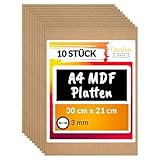 Creative Deco 10 x A4 MDF Platten | 300 x 210 x 3 mm | Dünne Holz-platten |...