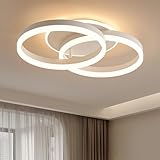 Amdelne LED Deckenlampe Wohnzimmer 50cm 2-Ringe Design, 36W Deckenleuchte...