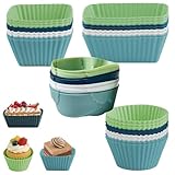36 Stück Silikon Muffinförmchen, 4 Typen Formen Antihaft Silikon Backformen,...
