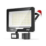 TOPAUBUB 100W 10000LM LED Strahler Fluter mit Bewegungsmelder Außen 1 Stücke,...