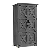 M MCombo Gartenschrank Holz, Gartenhaus Klein Wetterfest, Outdoor Gerätehaus...