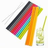 TSHAOUN 16 Stück Silikon Strohhalme Bunte Trinkhalme Wiederverwendbar Für...