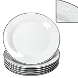 MamboCat 6er Set Venedig Kuchenteller I Ø 20,5 cm I weißes Elegantes Porzellan...