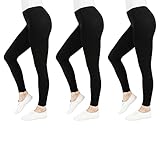FM London 3er-Pack Damen Casual Leggings - Nicht durchsichtige Leggings für...