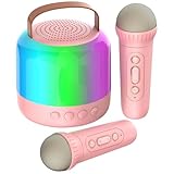 AIUNAOM Karaoke Maschine Kinder mit 2 Drahtlosen Mikrofonen Tragbare Bluetooth...