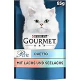 Gourmet PURINA GOURMET Perle Duetto Katzenfutter nass, mit Lachs und Seelachs,...