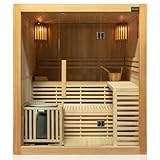 Dewello® Finnische Sauna Sarnia 180x140 Kabine aus Hemlock Tannenholz mit 6KW...