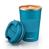 MOMSIV Thermobecher Isolierbecher, 13oz/380ml Rutschfest Edelstahl Travel Mug,...