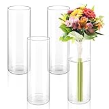 APACALI 4 Stück Glasvase Gross, 30x10CM Blumenvase Zylindrisch, Klar Glasvase...