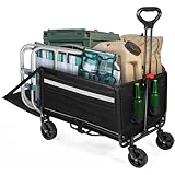Bollerwagen faltbar 120L+ Bis 150KG Strandwagen Klappbar mit Heckklappe...
