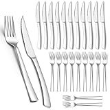Homikit Steakbesteck Set, 24-teilig Edelstahl Steakmesser und Steakgabel,...