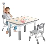 Kidsgigglz Kindertisch mit 2 Stühlen, Kindersitzgruppe Höhenverstellbarer aus...
