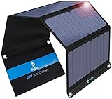 BigBlue 28W Tragbar Solar Ladegerät 2-Port USB(5V/4A insgesamt), IPX4 SunPower...