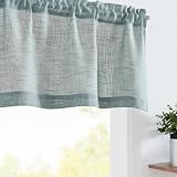 TOPICK Scheibengardine Blaugrau Bistrogardine Transparent Gardine Gaze Schals...