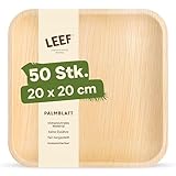 Leef 50x Palmblatt Teller eckig - Einweggeschirr kompostierbar und naturbelassen...