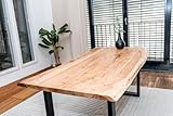 Linele® Baumkantentisch 140x80 cm – Tischplatte 3,5 cm – Massivholz...